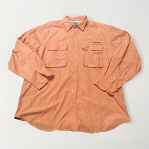 Men's BuzzOff Button Up XL Multi Pocket‎ Fishing Shirt Red